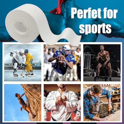 Athletic Tape - QZL 6 Rolls 1" 30‘ Versatile Medical Tape Bandage Tape, 100% Cotton Cloth Tape Adhesive for Ankle Wrist, Sport Tape for & Grip Tape for Hockey, Boxing, Volleyball, Turf, Football, Rock