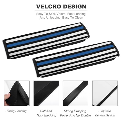 2PCS American Thin Blue Line Flag Car Seat Straps Shoulder Pads Universal Soft and Comfortable Seat Belt Covers Cushion for Child, All Vehicles, Shock Absorption - color: Pattern 1222