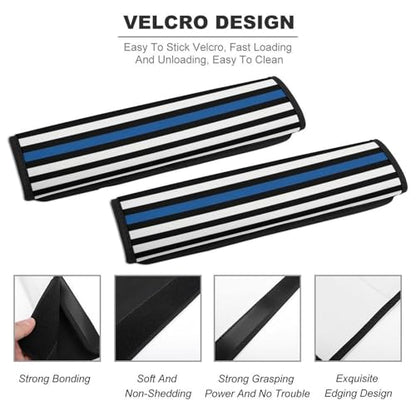 2PCS American Thin Blue Line Flag Car Seat Straps Shoulder Pads Universal Soft and Comfortable Seat Belt Covers Cushion for Child, All Vehicles, Shock Absorption - color: Pattern 1222