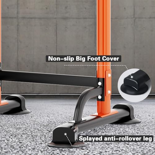 soges Power Tower Pull Up Bar Station, Free Standing Pull Up Rack Dip Station for Home Gym, Height Adjustable Home Strength Training Fitness Workout Equipment - color: Orange