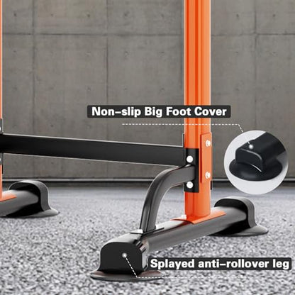 soges Power Tower Pull Up Bar Station, Free Standing Pull Up Rack Dip Station for Home Gym, Height Adjustable Home Strength Training Fitness Workout Equipment - color: Orange