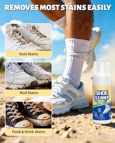 Jevvu Shoe Cleaner, Sneaker Cleaner Kit with Brush and Towel, Deep Clean Shoe Cleaning Kit for White Shoes - size: 6.76 fl oz