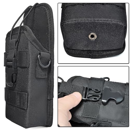 HYS Walkie Talkie Holster with Reflective Shoulder Strap w/Padded Non-Slip | Molle Radio Pouch-Anti-Sway, for Motorola APX6000 APX8000 APX Series President Cobra Uniden Handheld CB Radio - color: Green
