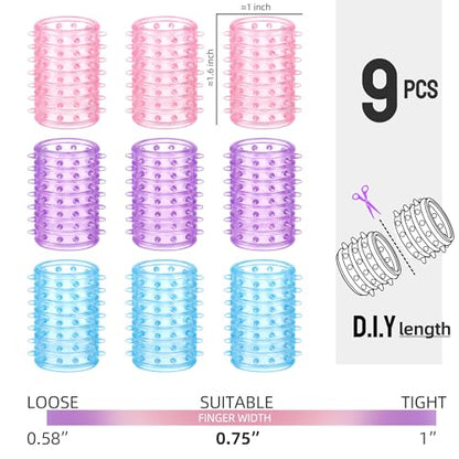 Textured Silicone Finger Covers, Anti Bite Finger Protectors for Skin Picking Nail Biting, 9-Pack Sensory Fidget Finger Sleeves for Anxiety, OCD, Dermatillomania, Adults & Kids