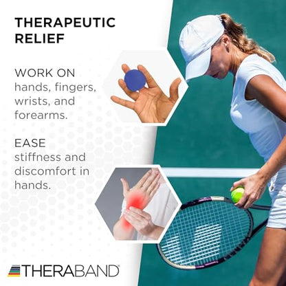 THERABAND Hand Exerciser Ball, X-Large Blue, Firm Resistance for Grip Strengthening, Finger & Hand Therapy, Squeeze Ball for Rehab, Wrist & Forearm Exercise, Latex-Free, Textured Surface - color: Blue - Firm