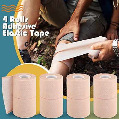4 Rolls Elastic Tape Adhesive Elastic Tape Self Adhesive Bandage Wrap Flexible Stretch Bandages for Sports Support, Joint Protection & Pet Caring, 5 Yard(3 Inch in Width) - size: 3 Inch in Width