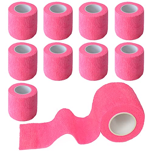 2 Inches Self Adhesive Bandage Wrap Cohesive Wrap, 9 Pack, Pink | Self Stick Wrap for Ankle, Wrist, Finger, Sports, Breathable Cohesive Vet Tape for Pets - color: Pink, size: 2 Inch