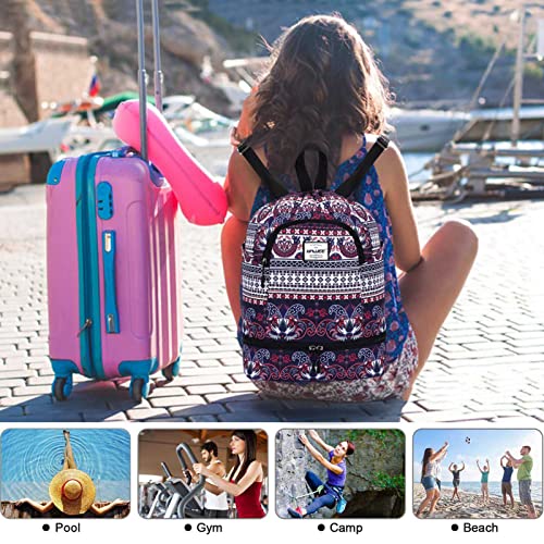 Dry Wet Drawstring Backpack with Shoe Compartment for Women Adjustable Gym Bag - color: Exotic