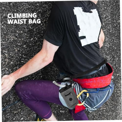 BESPORTBLE Antislip Chalk Bag Bucket with Zippered Pockets for Rock Climbing Bouldering and Gymnastics Oxford Cloth Grip Enhancer Stylish Gray Design for Mountaineering and Fitness Training
