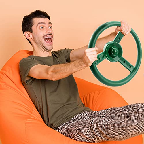 2 Pack Steering Wheel Playset Plastic Pirate Ships Wheel with Mounting Tools for Kids Playground Outdoor Gym (Green, Yellow) - color: Green, Yellow