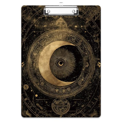 Rimilak Wood Clipboard, 8.5x11 Hardboard Clip Board, Moon Totem | Fun Design, Cute Custom Pattern, 9 x 12.5 in Letter Size for Classroom, Teachers, Kid, Woman, School & Office Supply - color: Moon Totem