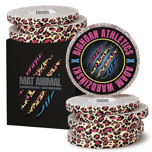 Bighorn Athletics Leopard Print Finger Tape | 9 Rolls 0.3-in x 45-Ft | Athletic Tape for Fingers and Toes | Zinc Oxide Adhesive No Sticky Residue | for Jiu Jitsu & Sports | Mat Animal Collection - color: Yellow Leopard, size: 0.3-Inch