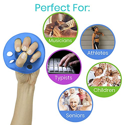 Vive Finger Exerciser Strengthener (3 Pack) - Hand Therapy Equipment | Grip Strength - Extensor Forearm Trainer Kit - Occupational Stretcher Balls for Fingers, Arthritis, Carpal Tunnel, Guitar