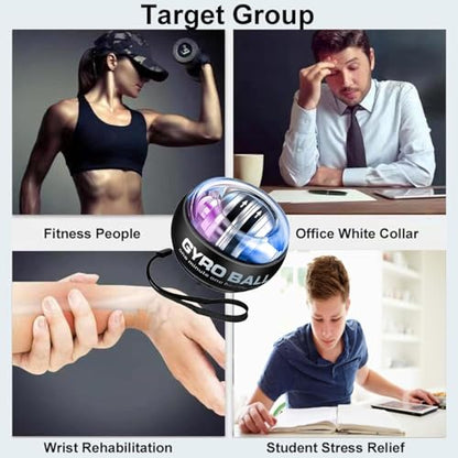 2026 New Curaball Torque Ball, Curaball Hand Exerciser, Gyro Ball with LED Lights and Portable Case, Hand Gripper Strengthener, Grip Strength Trainer for Strengthen Arms,Bones and Muscles
