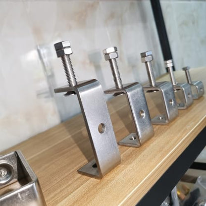 Stainless Steel C Clamps 3.2In for Mounting, Heavy Duty Metal U Clamp for Metal Working Small Desk Clamp with Stable Wide Jaw Opening & Protective Pads/I-Beam Design (2pcs) - color: 3 3/8 In-2pcs-86mm