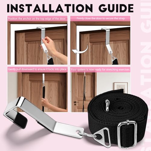 Stretching Strap with Door Anchor Improve Leg Flexibility for Splits - color: Black