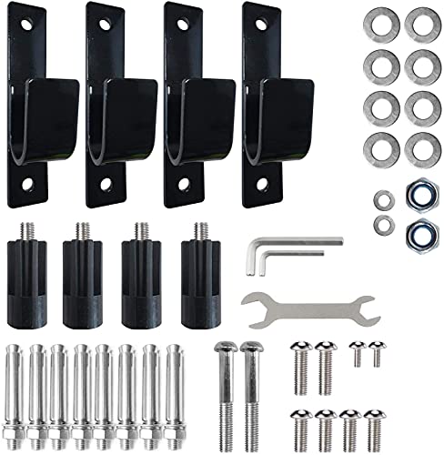 BESTHLS Pull Up Bar Accessories - 4 Pack of Wall Mounted Iron J Hooks with Multiple Types of Screws for Pull Up Bar Chin Up Bar Station