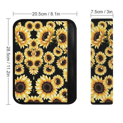 Soft Padded Car Seat Belt Pad for Child, Most Cars, 2 Piece Black Yellow Sunflower Seat Belt Cushion Comfortable Driving - color: Pattern 1263
