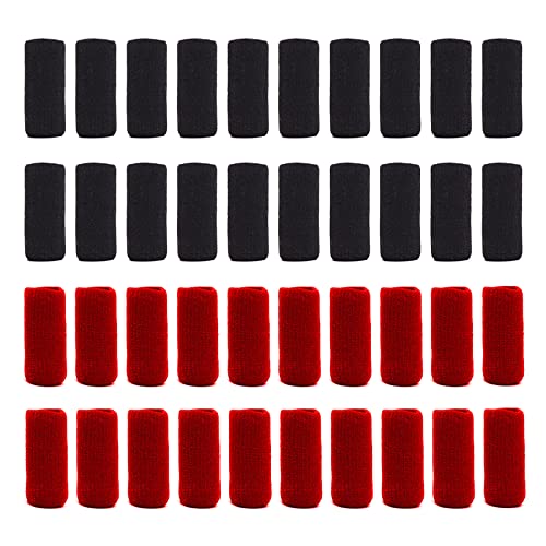 ELANE 40 Pcs Finger Sleeves Protectors,Finger Sleeves for Arthritis Trigger Finger Splint for Thumb,Finger Brace for Arthritis Pain and Support (Black+Red) - color: Black+Red