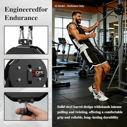 Endless Rope Trainer,Cable Pulley System for Home Gym,Pull Down Machine with 14 FT Closed Loop Nylon Rope,Adjustable Resistance 66LB Max Cable Machine for Back,Arms,Grip Strength Training
