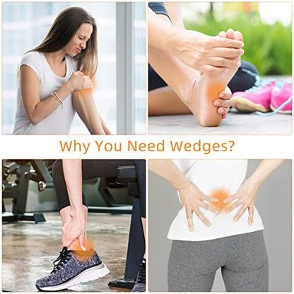 Yoga Foam Wedge Blocks (Pair), Calf Raise Block, Calf Stretcher, Yoga Wrist Support, Balance, Pushup, Fitness, Pilates, Heel Stretcher, Squat Wedge with Gym Bag - color: black, size: Wedges with Strap