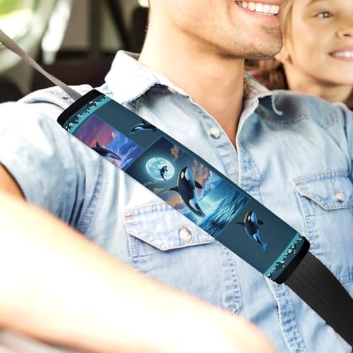 2PCS Ocean Whale Killer Whale Car Seat Belt Pad Breathable Shoulder Protector for Girls and Boys, Most Cars, Anti-Slip Pad - color: Pattern 352