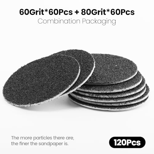 120pcs Replaceable Sandpaper Refill Discs for Electric Callus Remover | Foot File Sander Replacements for Feet Dead Cracked Hard Skin Removal | 60 Grit * 60pcs + 80 Grit * 60pcs - style: 04-60 Grit+80 Grit FBA