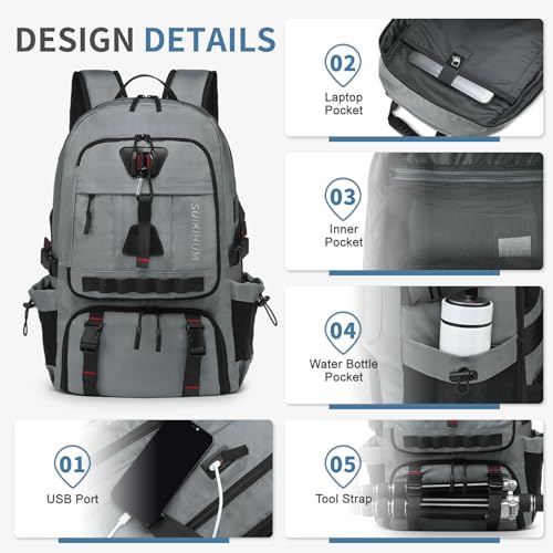 Travel Backpack 35L TSA Approved Carry on Backpack with Shoe Compartment & Wet/Dry Separation, Laptop Bag Fits 18.4 Inch Computer, Water Resistant Backpack for Men Women, Grey - color: Standard Grey