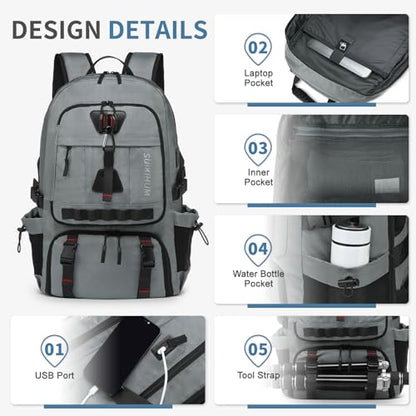 Travel Backpack 35L TSA Approved Carry on Backpack with Shoe Compartment & Wet/Dry Separation, Laptop Bag Fits 18.4 Inch Computer, Water Resistant Backpack for Men Women, Grey - color: Standard Grey