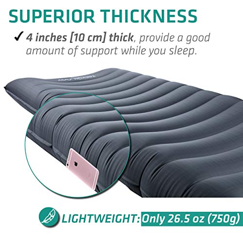 TREKOLOGY UL80 Ultralight Sleeping Pad – Inflatable Camping Sleeping Pad - 40D Nylon Compact Hiking Mat – Lightweight Air Mattress for Backpacking & Tent Camping