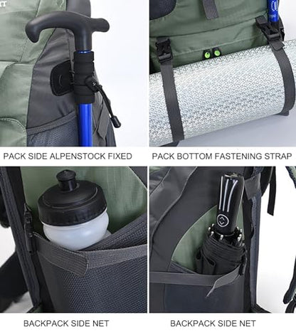 Bseash 50L Hiking Backpack, Water Resistant Lightweight Outdoor Sport Daypack Travel Bag for Camping Climbing Skiing Cycling (Blue Green - With Shoe Compartment) - color: Blue Green - With Shoe Compartment