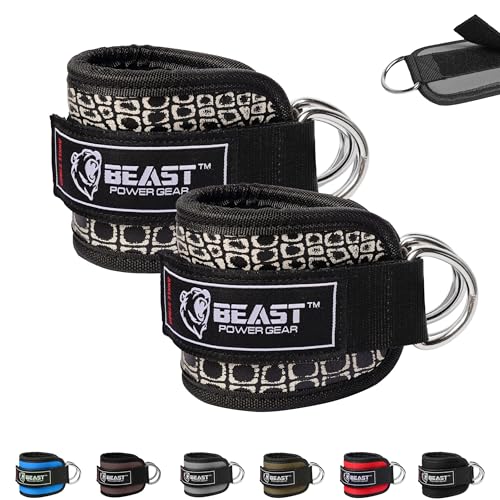 Beastpowergear Padded Ankle Strap Single & Pair for Cable Machine, Kickbacks, Glutes, Abs and Hip Workouts, Leg Extensions Adjustable strap for Men Women - color: Croc, size: Pair