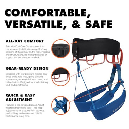 BLACK DIAMOND Men's Momentum Rock Climbing Harness, Adjustable Loops - color: Kingfisher Package 1.0, size: XS (24-27" Waist)