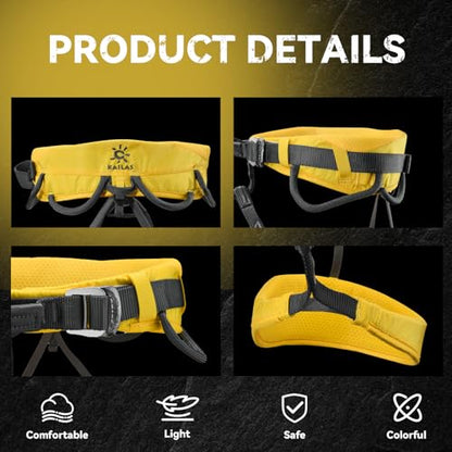 KAILAS Airo Rock Climbing Harness Men Roofing Harnesses Rescue Mountaineering Safety Belt Women Comfortable Lightweight - color: Yellow, size: Medium