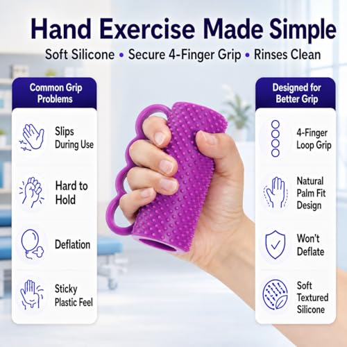 Hand Exercise Grip Ball for Grip Strength Training, 4-Finger Squeeze Ball, Textured Silicone Finger Exerciser for Stroke Hand Exercise, Arthritis and Carpal Tunnel Routines and Stress Relief - color: 2PC