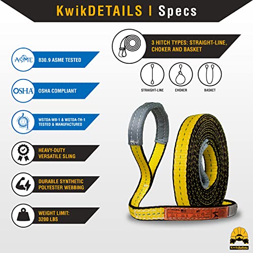 KwikSafety - Charlotte, NC - Mighty Sumo 1”x 12’ Poly Web Sling Lifting Strap Construction ASME OSHA / 3200lbs Vertical 2550lbs Choker 6400lbs Basket/Rigging Moving Towing Hoisting Gear - size: 1"x12' | 3200 lbs