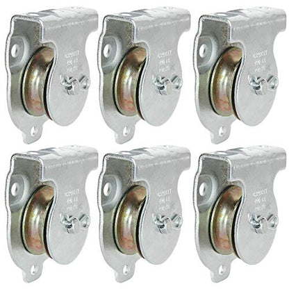 6 Pack Wall Mounted Pulley 1-1/2 Inch Wall and Ceiling Mount Single Pulley for 3/8" Wire or Rope, Zinc-Plated