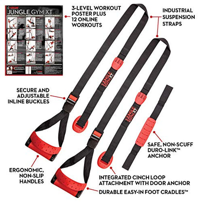 Lifeline Jungle Gym XT Body Weight Suspension Trainer System – Patented Split Anchor, Full-Body Workout, Lightweight Home Suspension Training Kit for Home Gym, Workout Equipment - size: One Size