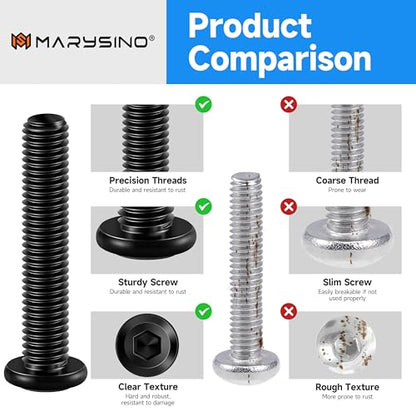 20Pcs M6 Bolt M6 x 20mm Flat Head Socket Cap Screw Bolts, Allen Socket Drive M6 Screws, Stainless Steel 304, Black Oxide M6x1.0 Bolt by Marysino - color: Black, size: M6 x 20mm