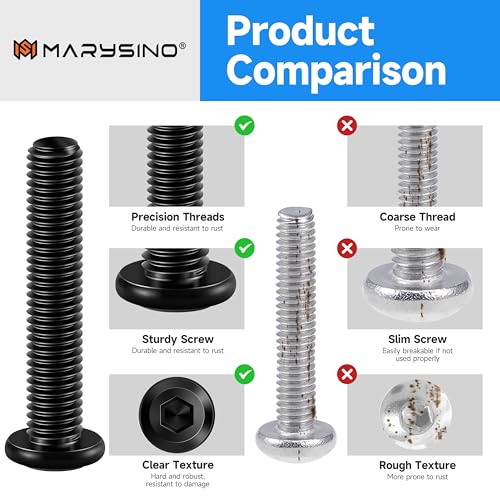 20Pcs M8 Bolt M8 x 12mm Flat Head Socket Cap Screw Bolts, M8 Screws Metric Bolt Kit, Stainless Steel Bolts 304, Black Oxide M8x1.25 by Marysino - color: Black, size: M8 x 12mm