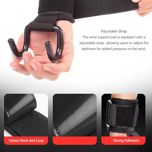 Powerlifting Straps Dual Hook Design Increase Grip Strength for Strength Training Weightlifting Exercises 2pcs Black