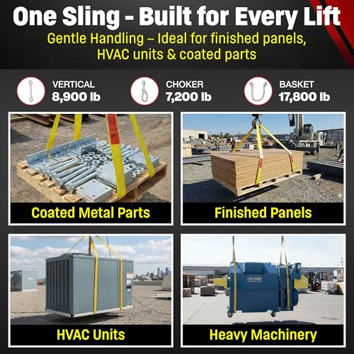 DD Sling 3 Inch x 25 Foot Nylon Lifting Sling – USA Made, 8,900 lb Vertical, 7,200 lb Choker, 17,800 lb Basket – 2-Ply Heavy Duty 900 Webbing, Type 3 Flat Eye & Eye Rigging Sling - size: 3"x25'