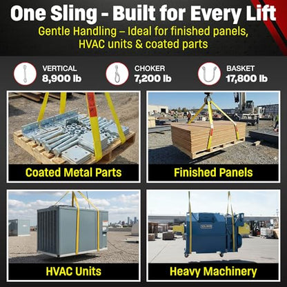 DD Sling 3 Inch x 25 Foot Nylon Lifting Sling – USA Made, 8,900 lb Vertical, 7,200 lb Choker, 17,800 lb Basket – 2-Ply Heavy Duty 900 Webbing, Type 3 Flat Eye & Eye Rigging Sling - size: 3"x25'