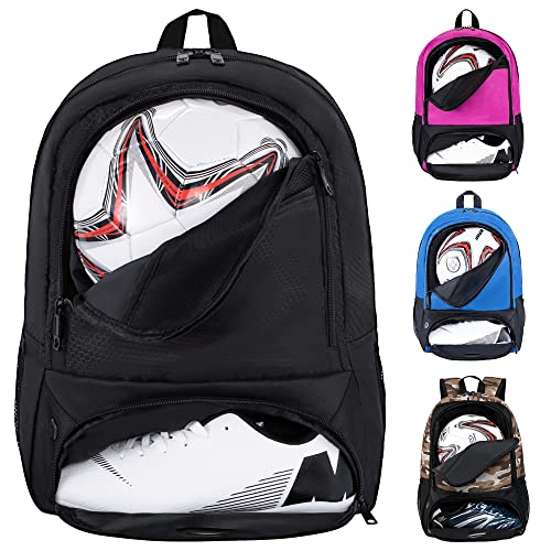 Himal Outdoors Soccer Backpack, Separate Cleat Compartment | Football,Volleyball,Handball,nylon fabrics,lightweight - color: Black