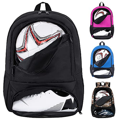 Himal Outdoors Soccer Backpack, Separate Cleat Compartment | Football,Volleyball,Handball,nylon fabrics,lightweight - color: Black