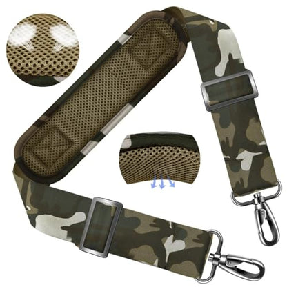 ZINZ Shoulder Strap 58" Ultra-Thick Fixed Padded and Adjustable Buckles Crossbody Strap for Briefcase Laptop Bag Luggage - color: Camouflage Green