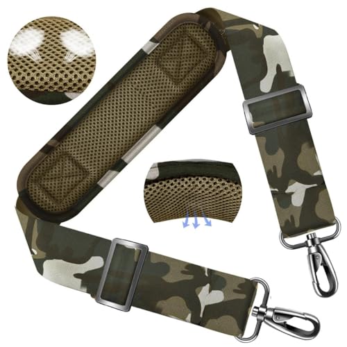 ZINZ Shoulder Strap 58" Ultra-Thick Fixed Padded and Adjustable Buckles Crossbody Strap for Briefcase Laptop Bag Luggage - color: Camouflage Green