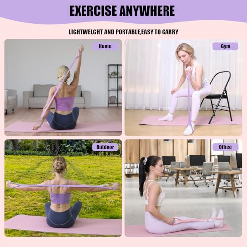 Figure 8 Resistance Bands with Handles,Silicone Exercise Band Set | Upgraded 8-Shaped Stretch Bands for Women Home Working Out Arms Back Legs Pilates Yoga Physical Therapy Multi Packs - color: 2Pcs Pink 15Lb & Purple 25Lb