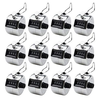 Foraineam 12 Pack Hand Tally Counters Digital Lap Counter Clicker Handheld 4 Digit Mechanical Number Click Counter