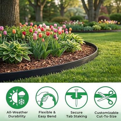 Gardzen 1.5" x40' Landscape Edging Kit with 40 Spikes | Garden Edging Coil for Lawn Borders and Landscape Projects, Easy No Dig Installation with Durable Ground Stakes Included - size: 40ft